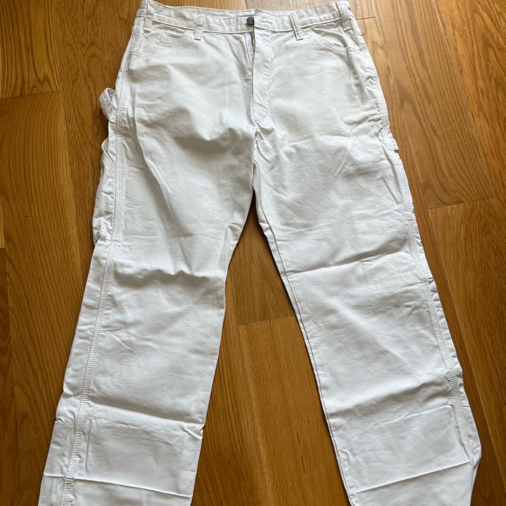 Dickies mens Relaxed-fit Painter's work utility pants, White, 34W x 30L US